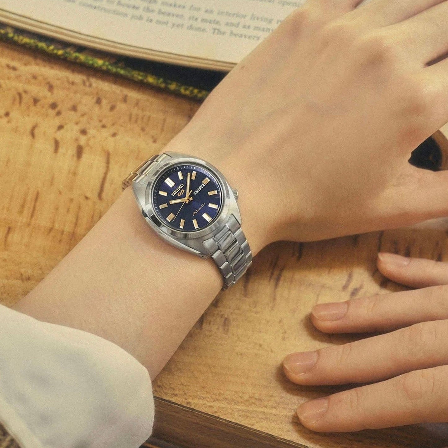 5 Sports Women Automatic Blue Dial Analog Stainless Steel Watch SRE021K1