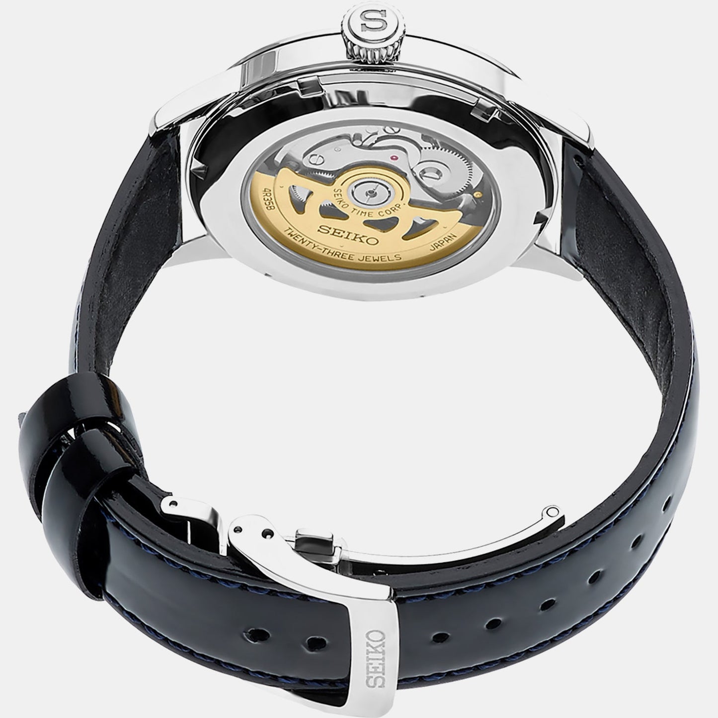 Presage Men Automatic Silver Dial Analog Leather Watch SRPB43J1