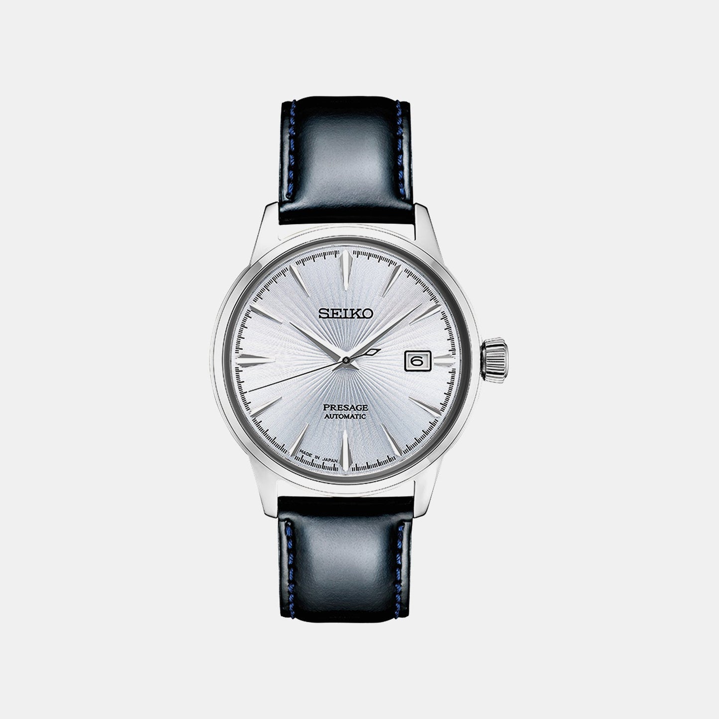 Presage Men Automatic Silver Dial Analog Leather Watch SRPB43J1