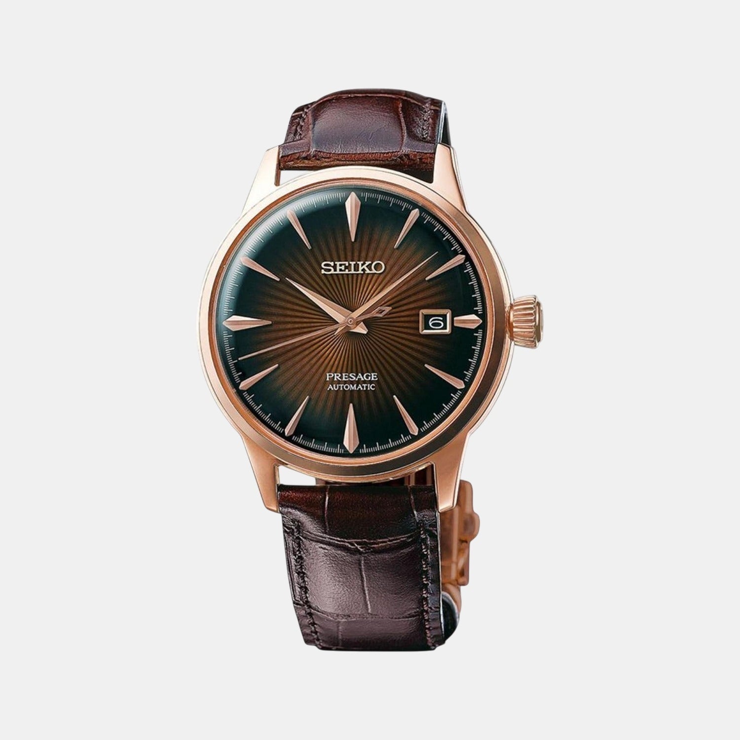 Presage Men Automatic Brown Dial Analog Leather Watch SRPB46J1