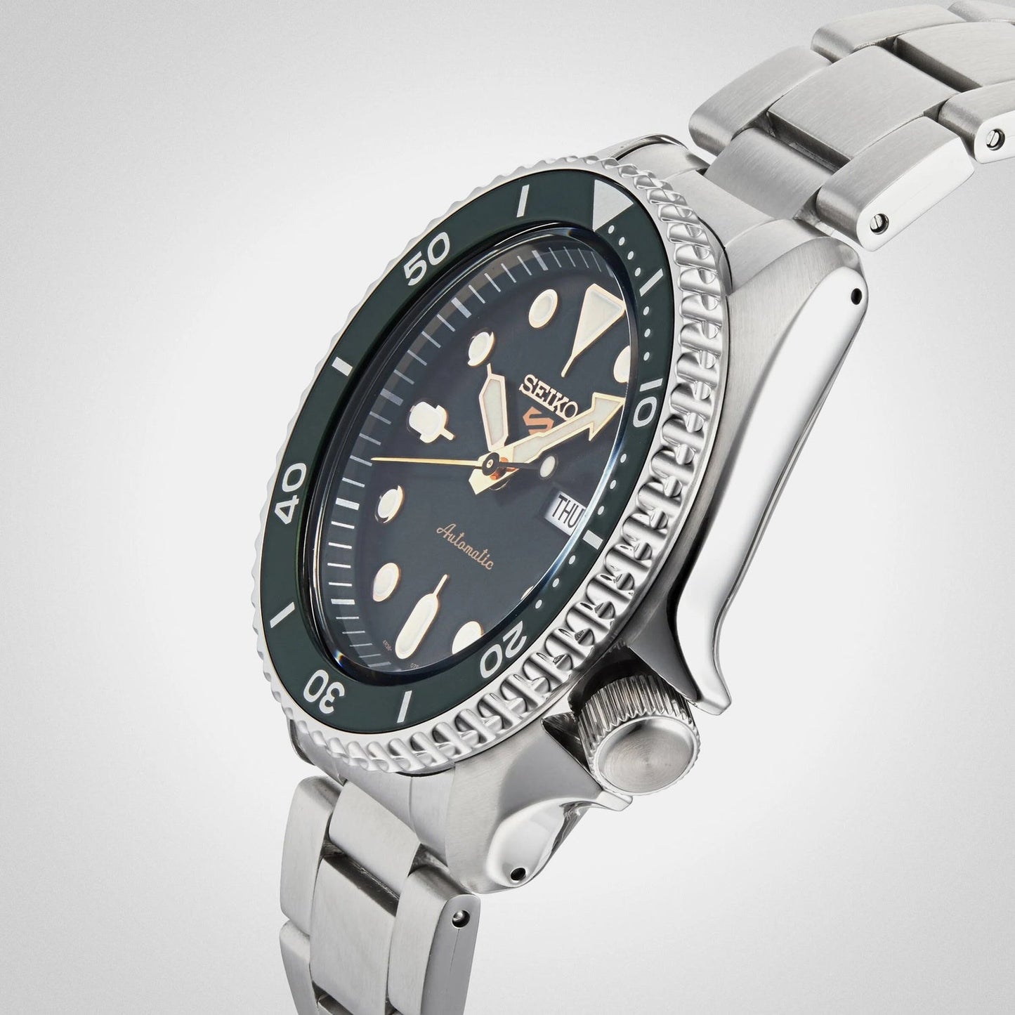 5 Sports Men Automatic Green Dial Analog Stainless Steel Watch SRPD63K1