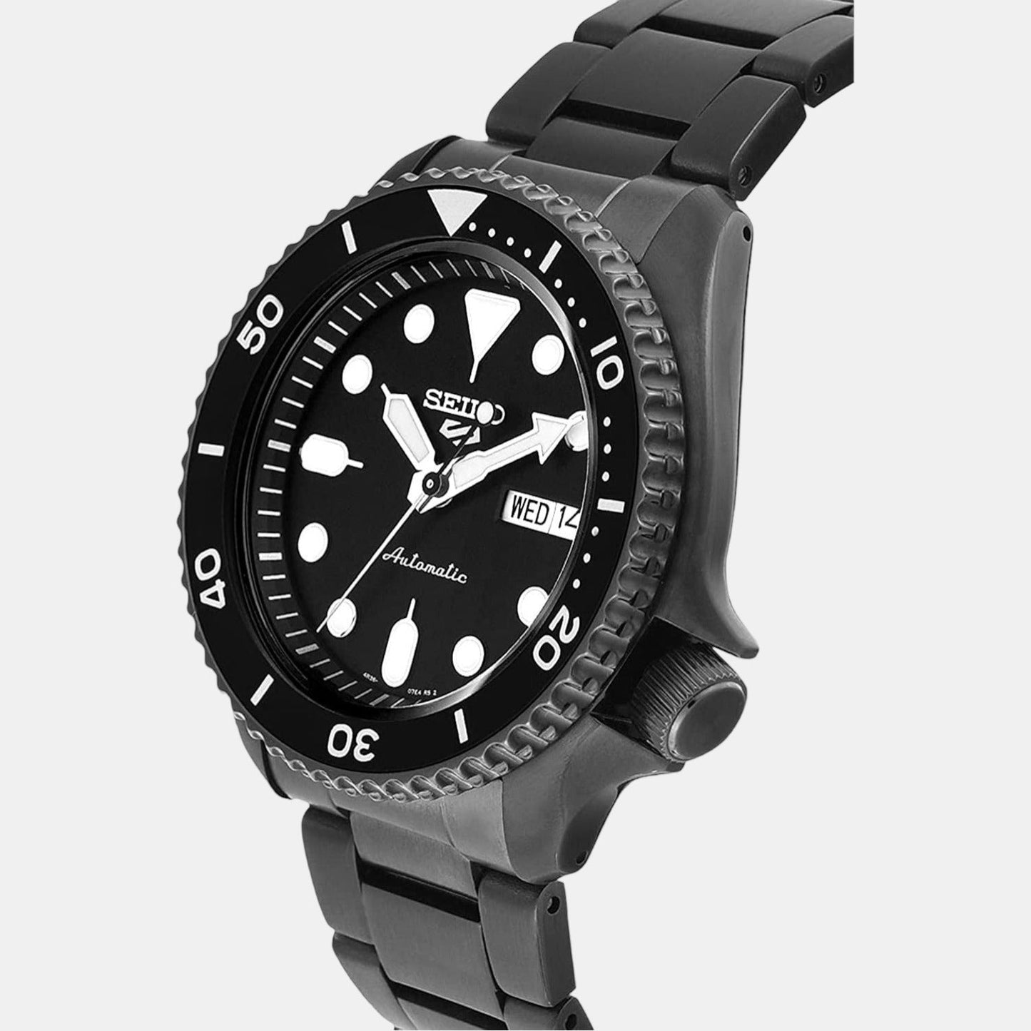 5 Sports Men Automatic Black Dial Analog Stainless Steel Watch SRPD65K1