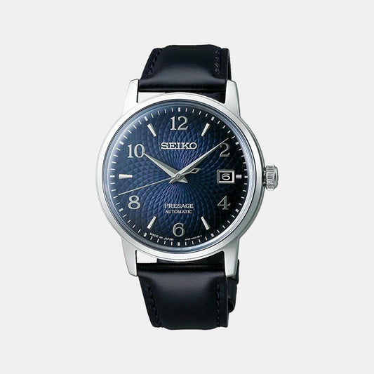 Presage Men Automatic Blue Dial Analog Leather Watch SRPE43J1