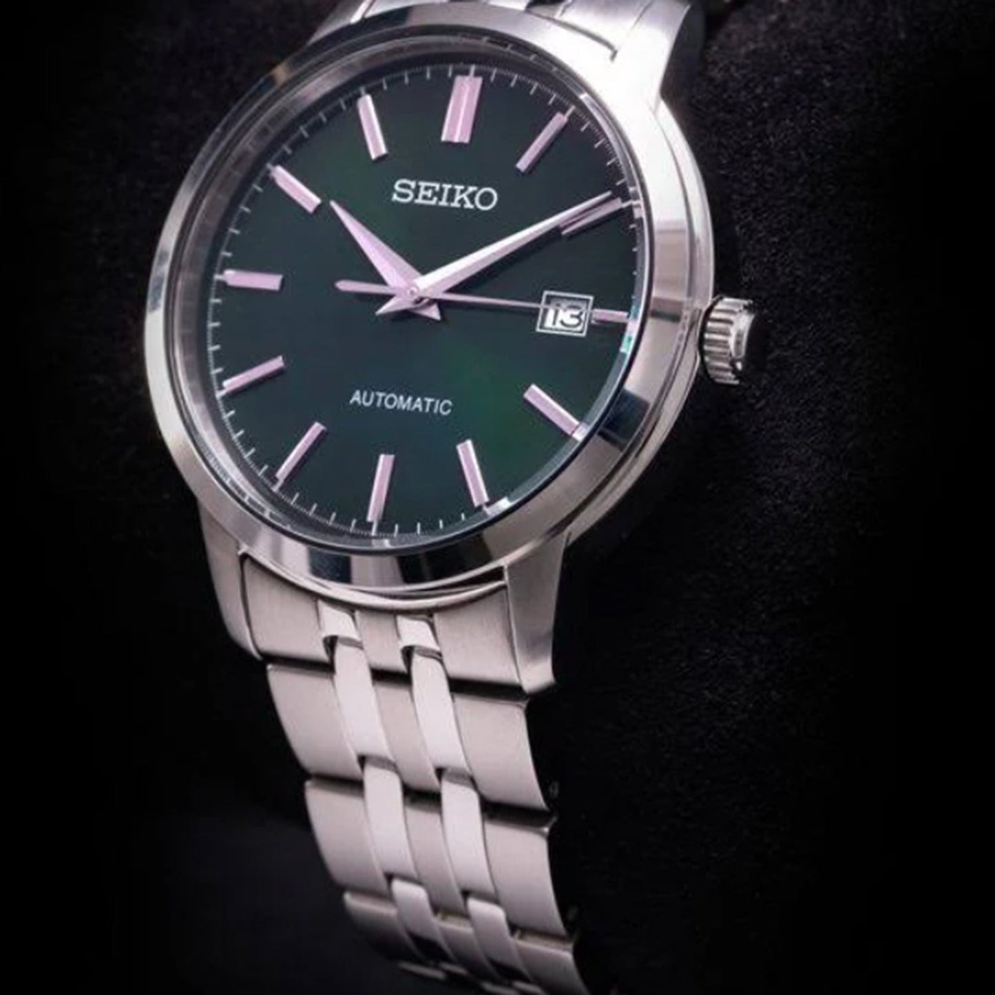 Dress Men Automatic Green Dial Analog Stainless Steel Watch SRPH89K1