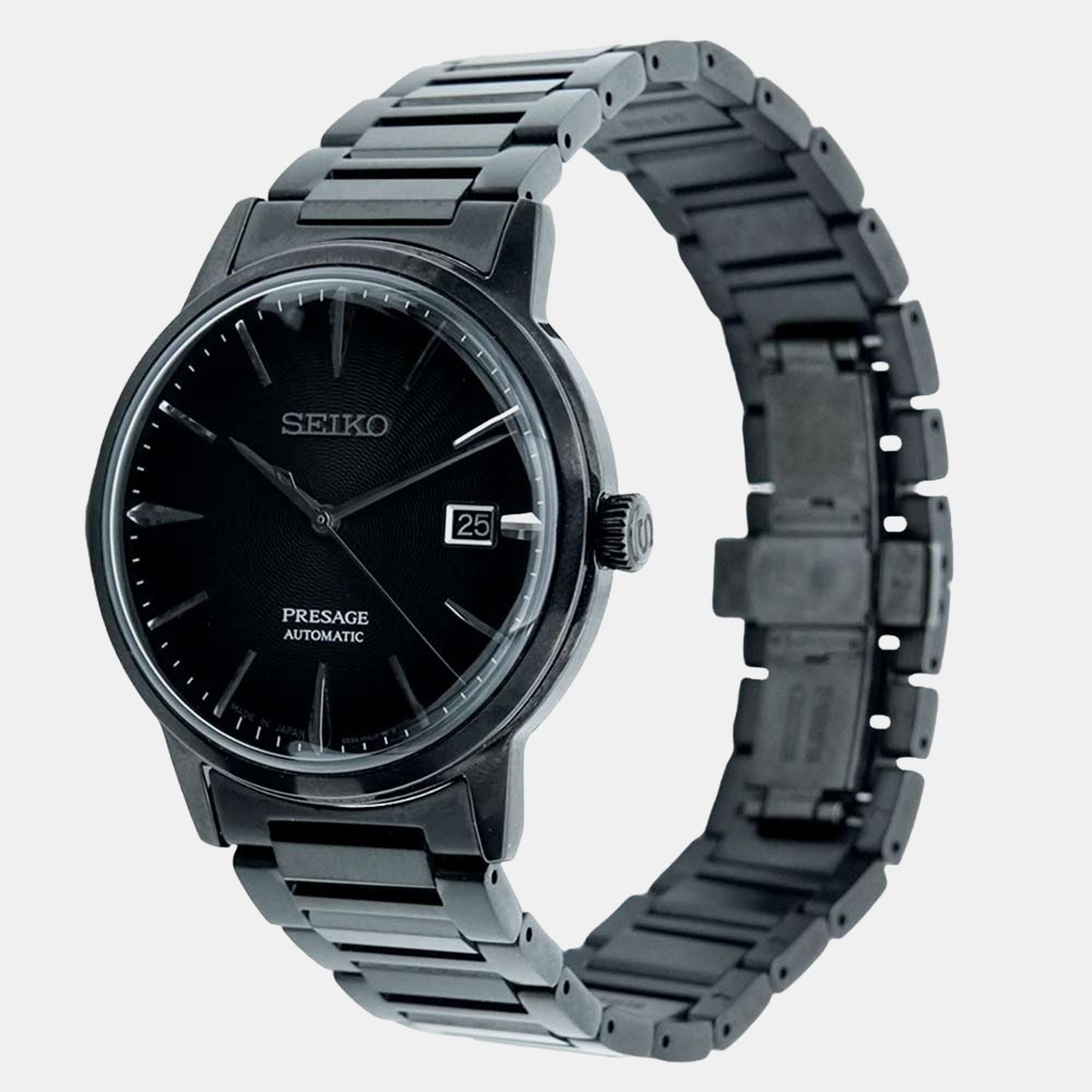 Presage Men Automatic Black Dial Analog Stainless Steel Watch SRPJ15J1