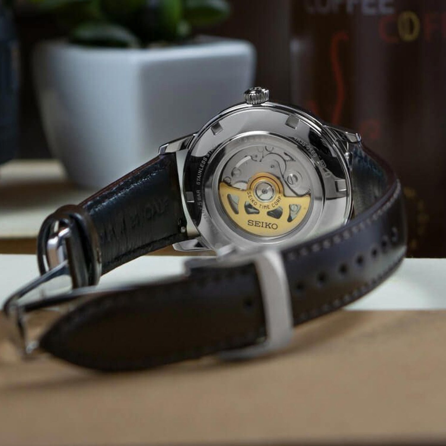 Presage Men Automatic Brown Dial Analog Leather Watch SRPJ17J1