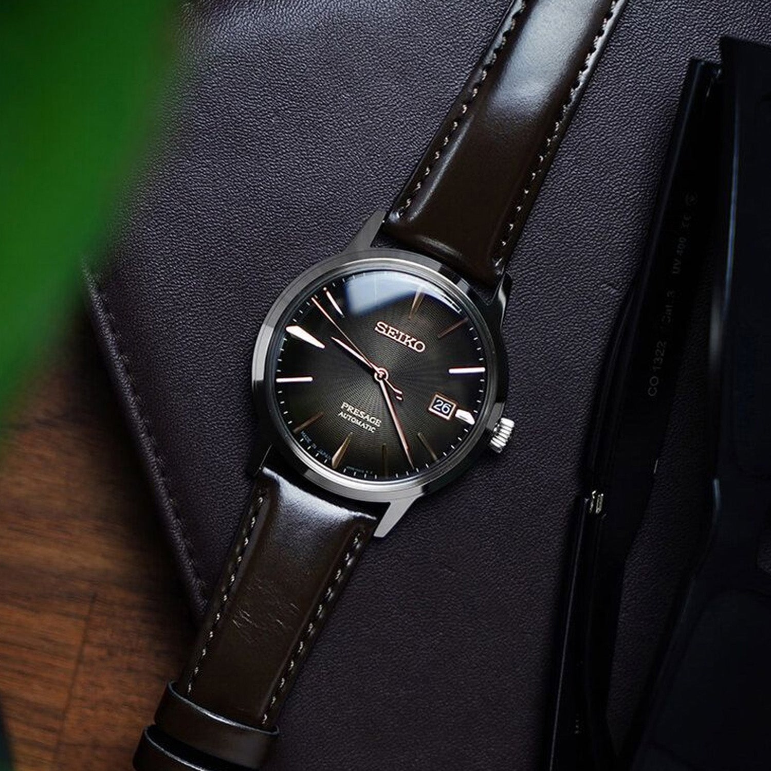Presage Men Automatic Brown Dial Analog Leather Watch SRPJ17J1