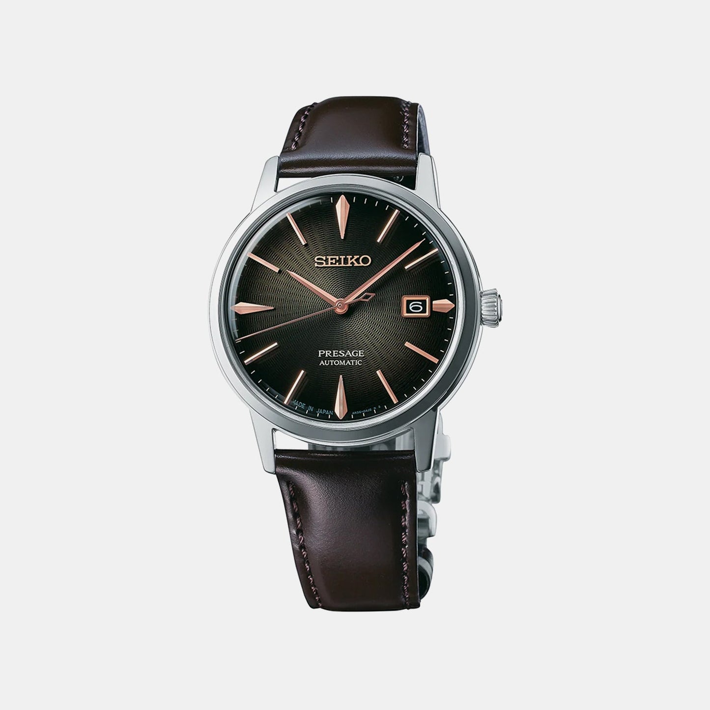 Presage Men Automatic Brown Dial Analog Leather Watch SRPJ17J1