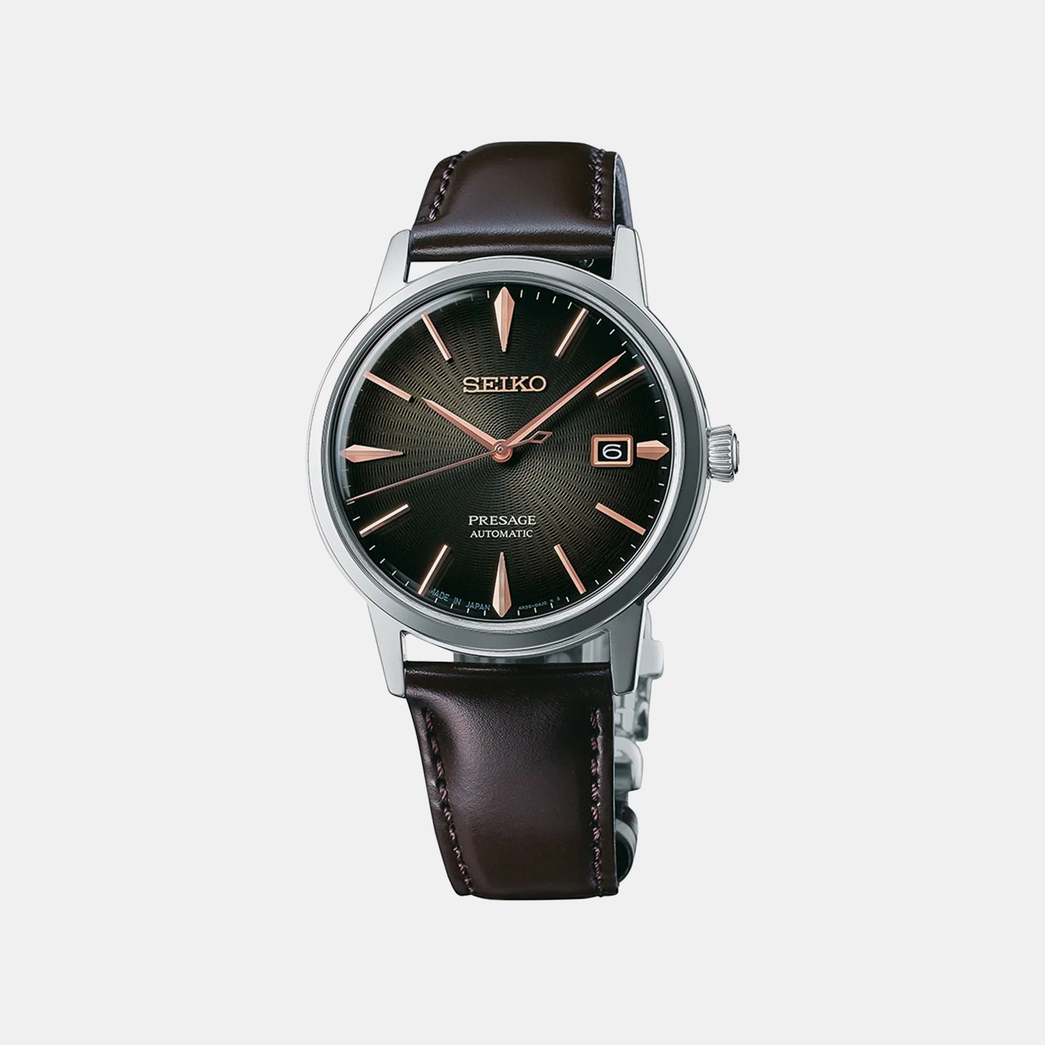 Presage Men Automatic Brown Dial Analog Leather Watch SRPJ17J1