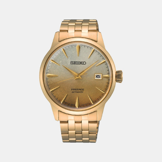 Presage Men Automatic Gold Dial Analog Stainless Steel Watch SRPK46J1