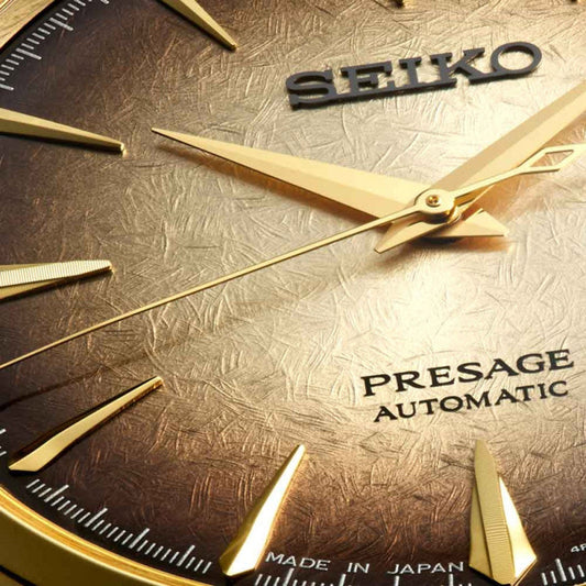 Presage Men Automatic Gold Dial Analog Stainless Steel Watch SRPK48J1
