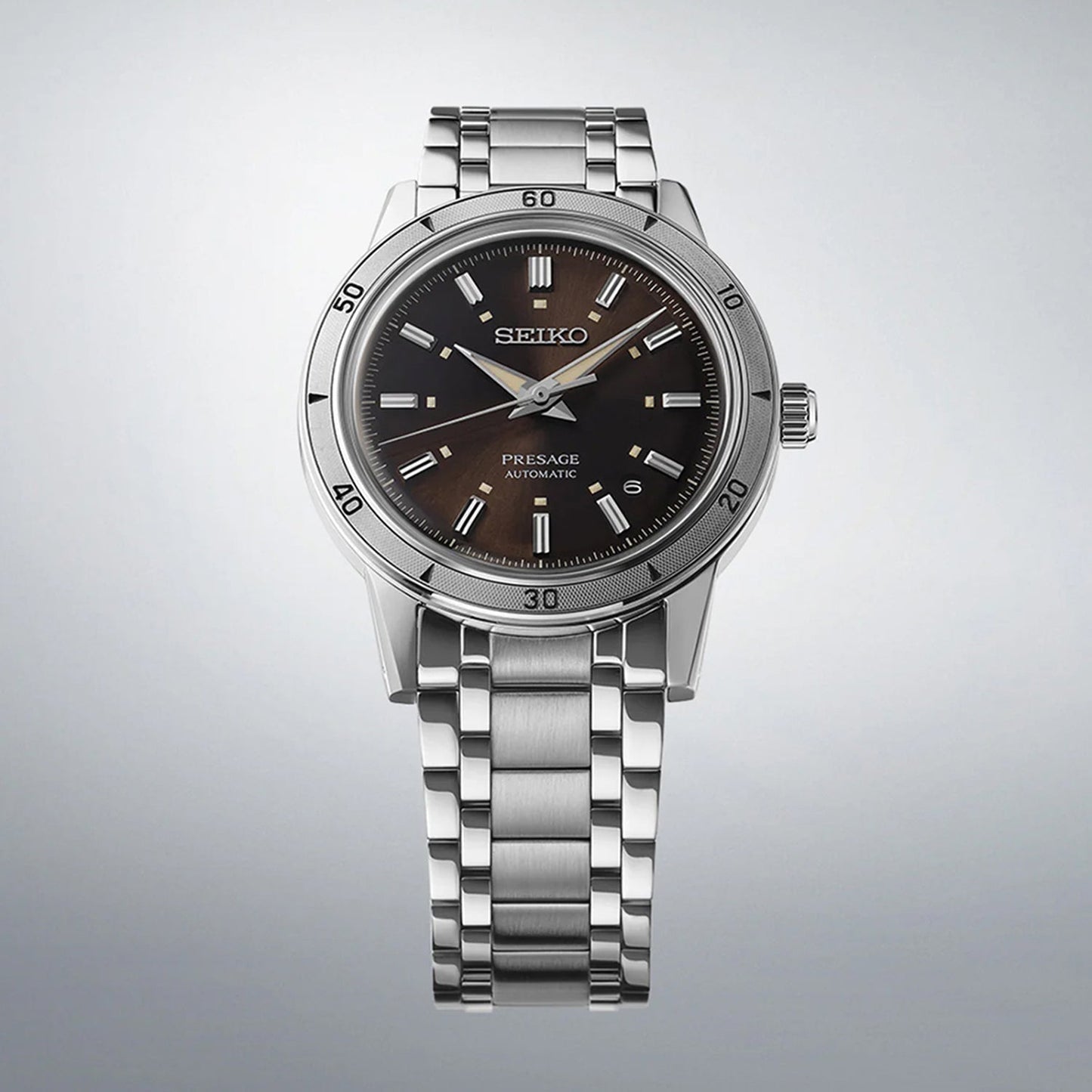 Presage Men Automatic Brown Dial Analog Stainless Steel Watch SRPL09J1