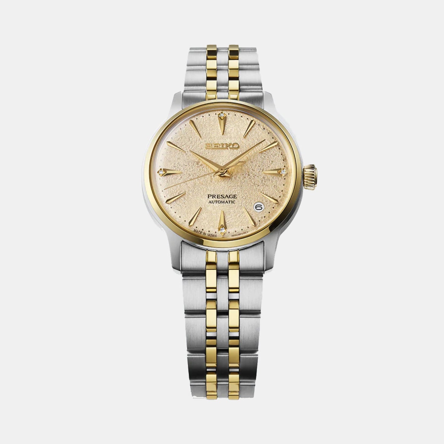 Presage Men Automatic Gold Dial Analog Stainless Steel Watch SRPL64J1