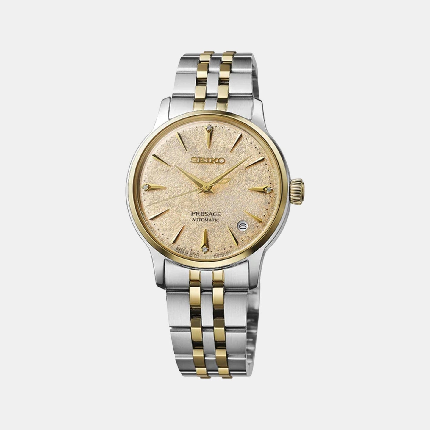 Presage Men Automatic Gold Dial Analog Stainless Steel Watch SRPL64J1