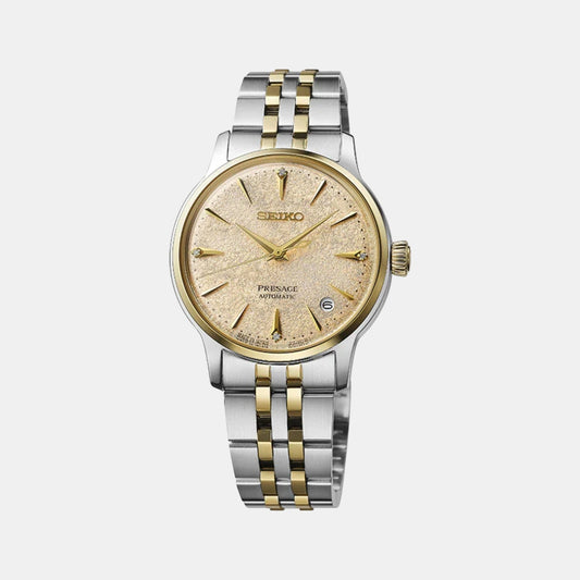 Presage Men Automatic Gold Dial Analog Stainless Steel Watch SRPL64J1