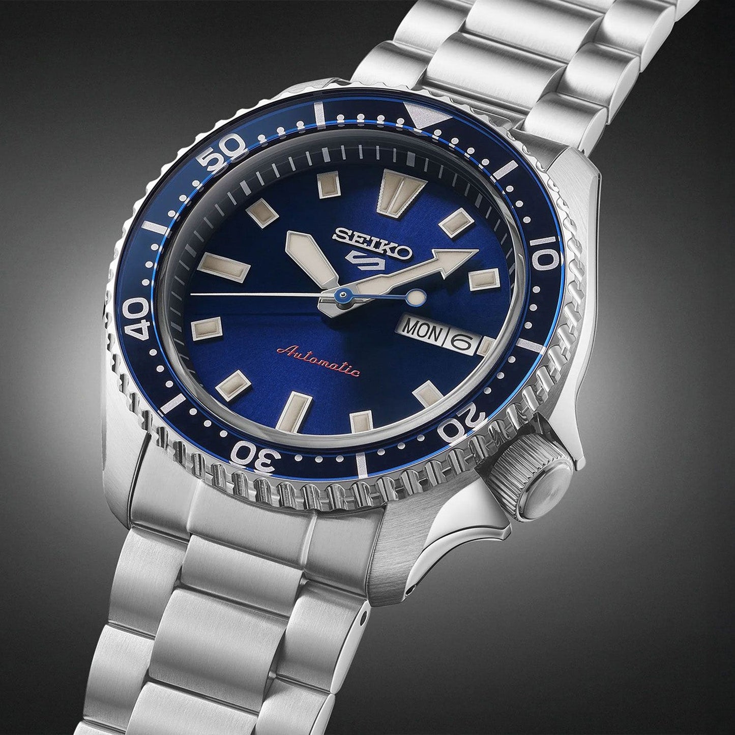 5 Sports Men Automatic Blue Dial Analog Stainless Steel Watch SRPL83K1