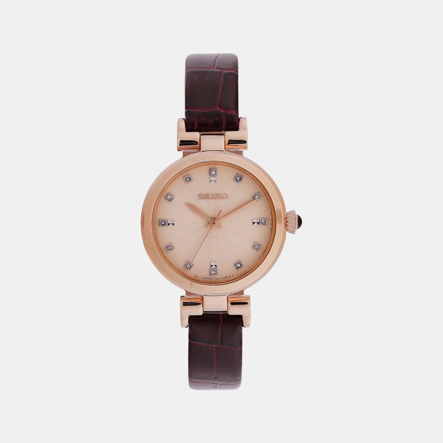 Dress Women Quartz Pink Dial Analog Leather Watch SRZ548P1