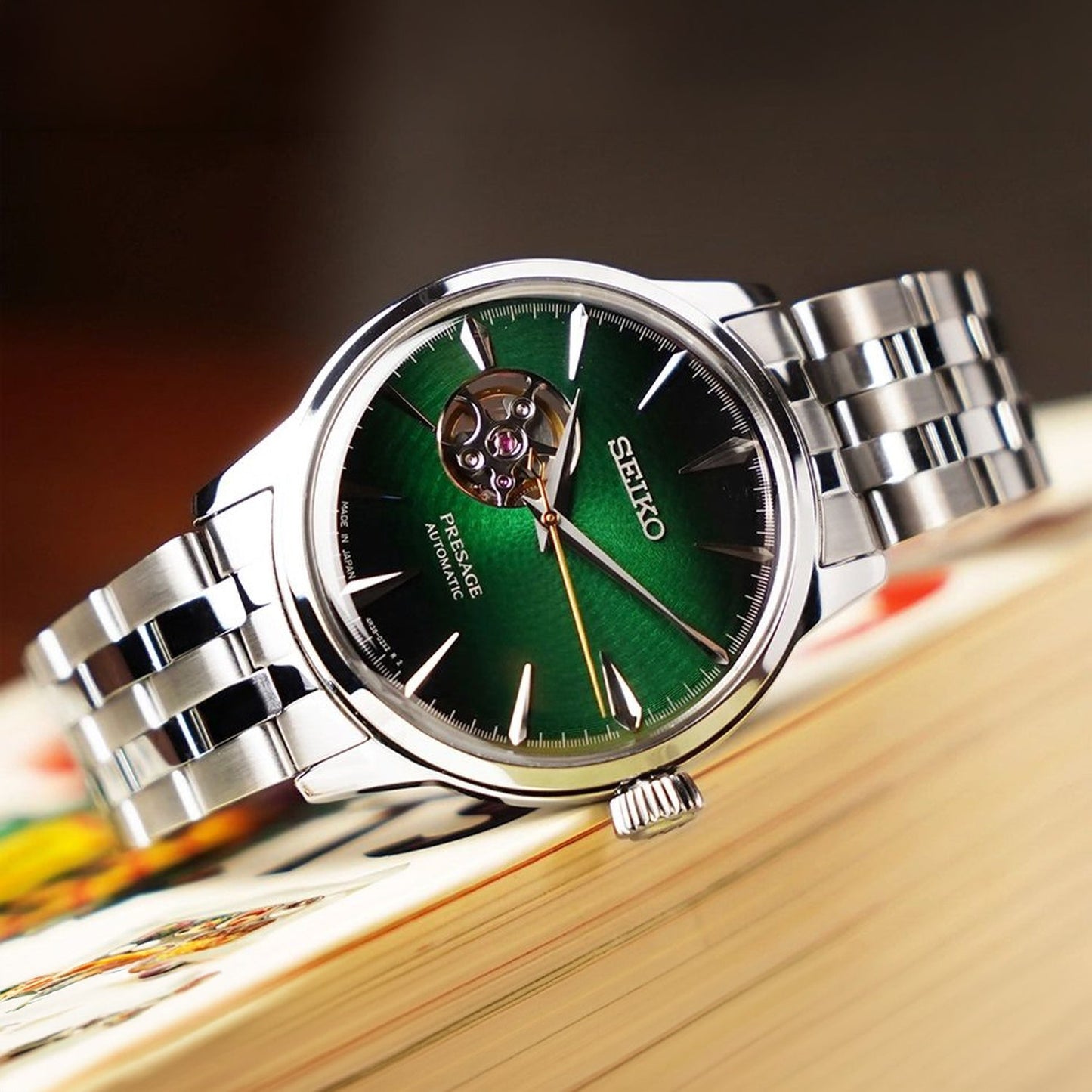 Presage Men Automatic Green Dial Analog Stainless Steel Watch SSA441J1