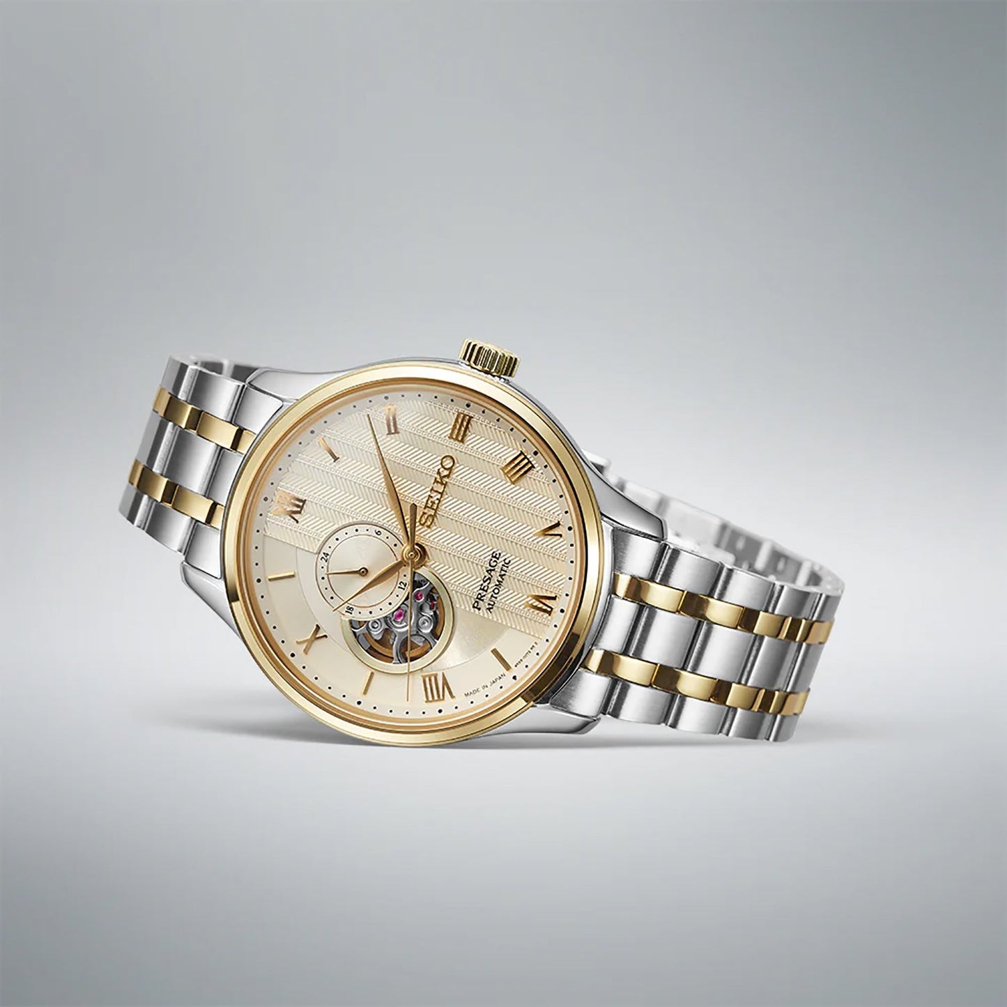 Presage Men Automatic Gold Dial Analog Stainless Steel Watch SSA464J1
