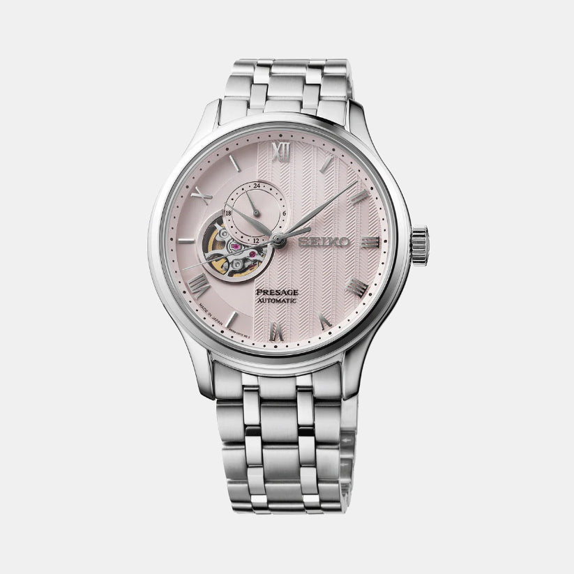 Presage Men Automatic Pink Dial Analog Stainless Steel Watch SSA465J1