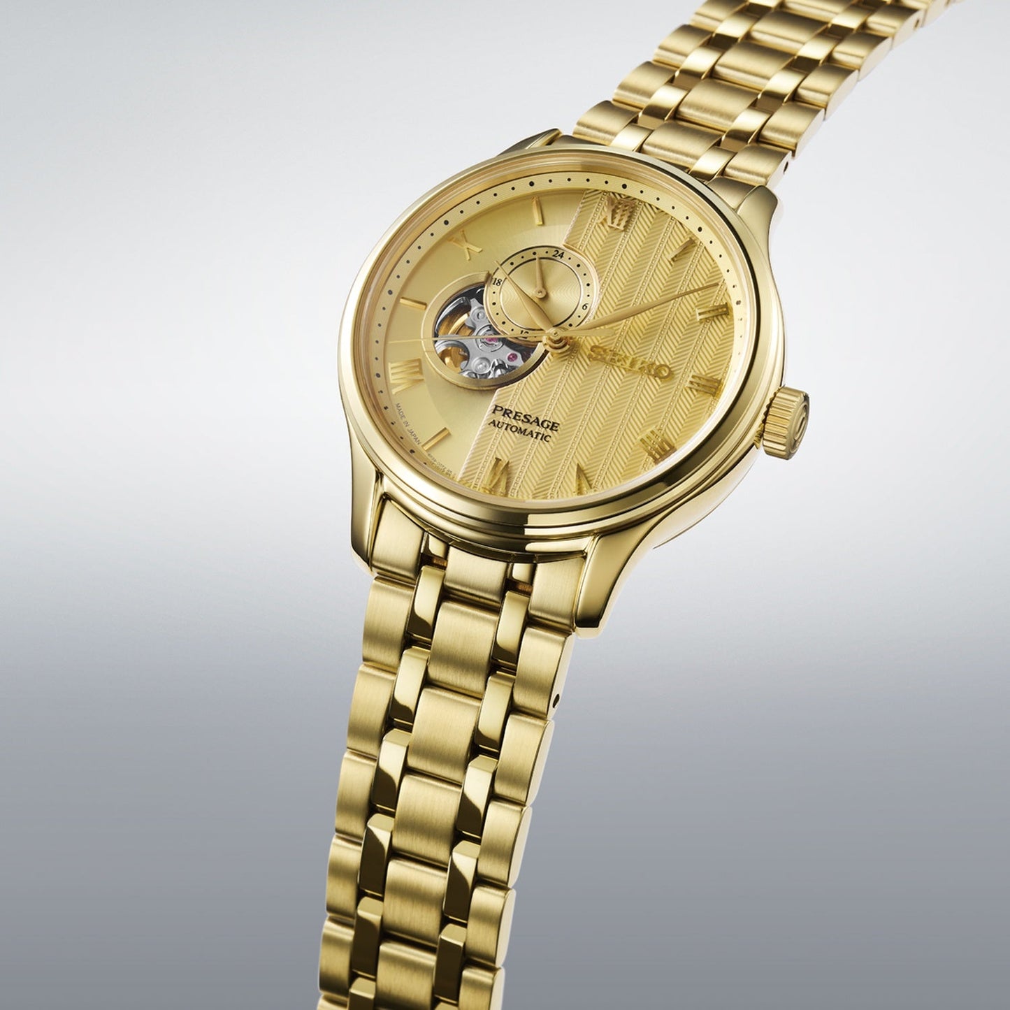 Presage Men Automatic Gold Dial Analog Stainless Steel Watch SSA468J1