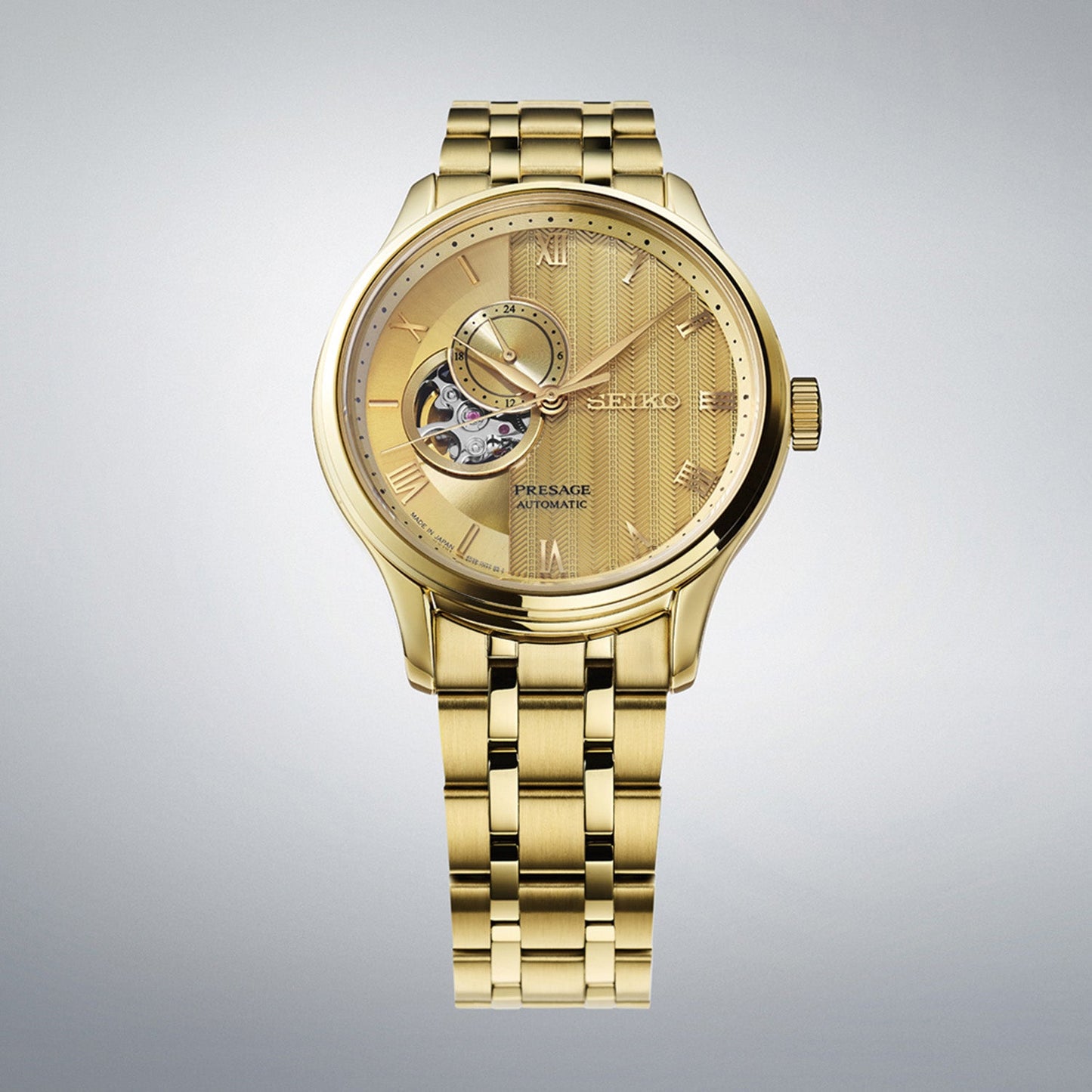 Presage Men Automatic Gold Dial Analog Stainless Steel Watch SSA468J1