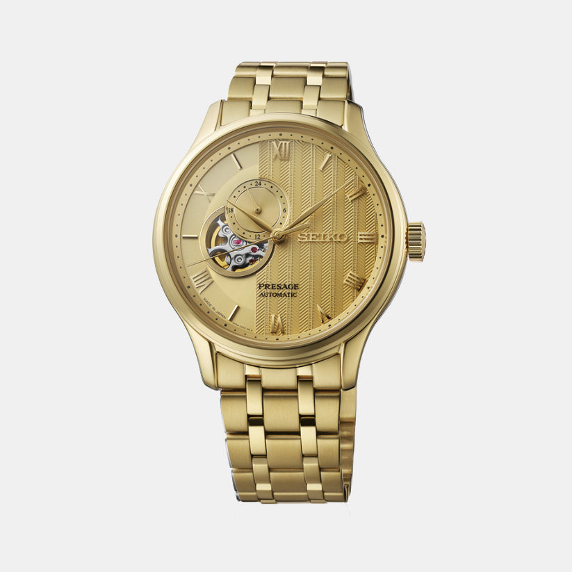 Presage Men Automatic Gold Dial Analog Stainless Steel Watch SSA468J1