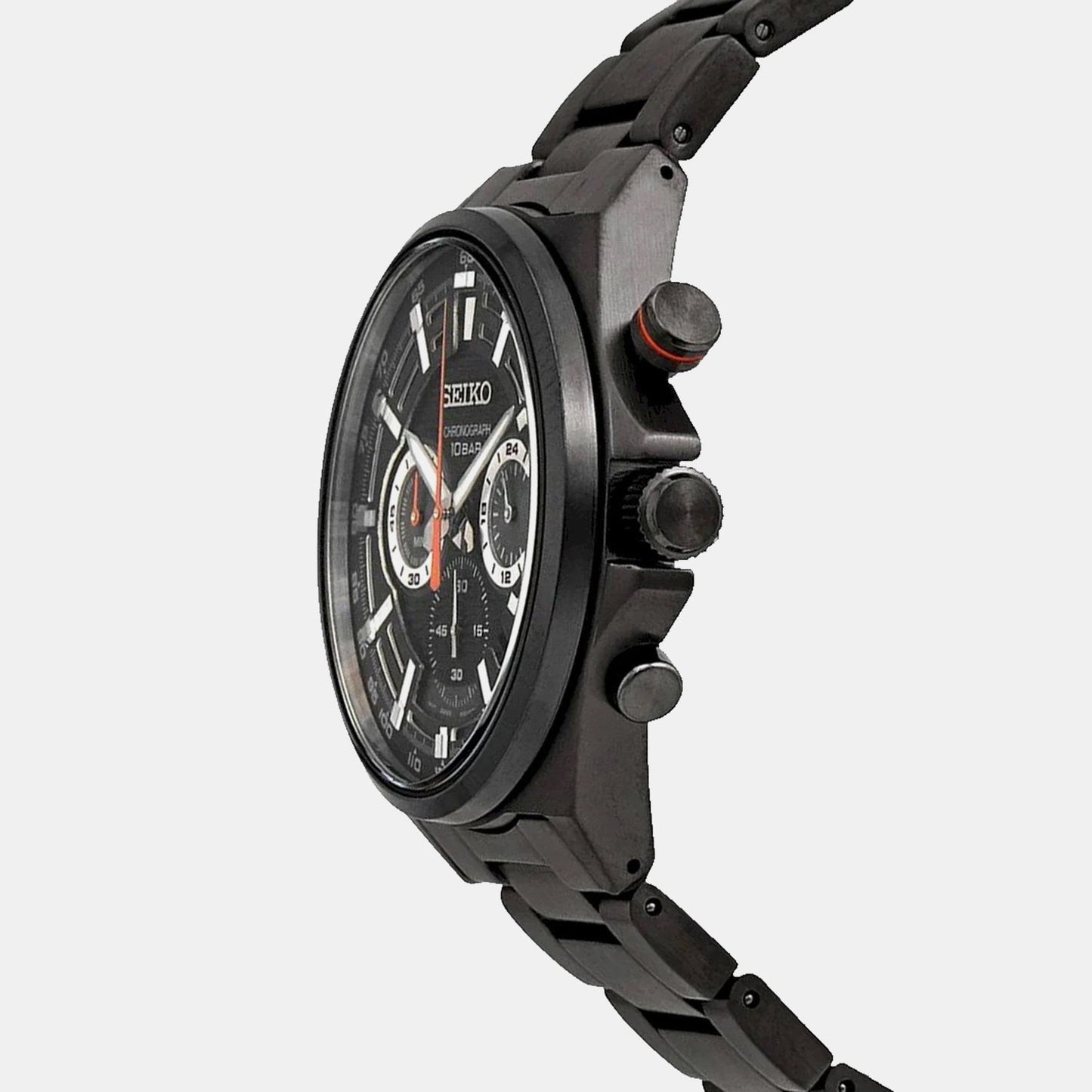 Dress Men Quartz Black Dial Chronograph Stainless Steel Watch SSB399P1