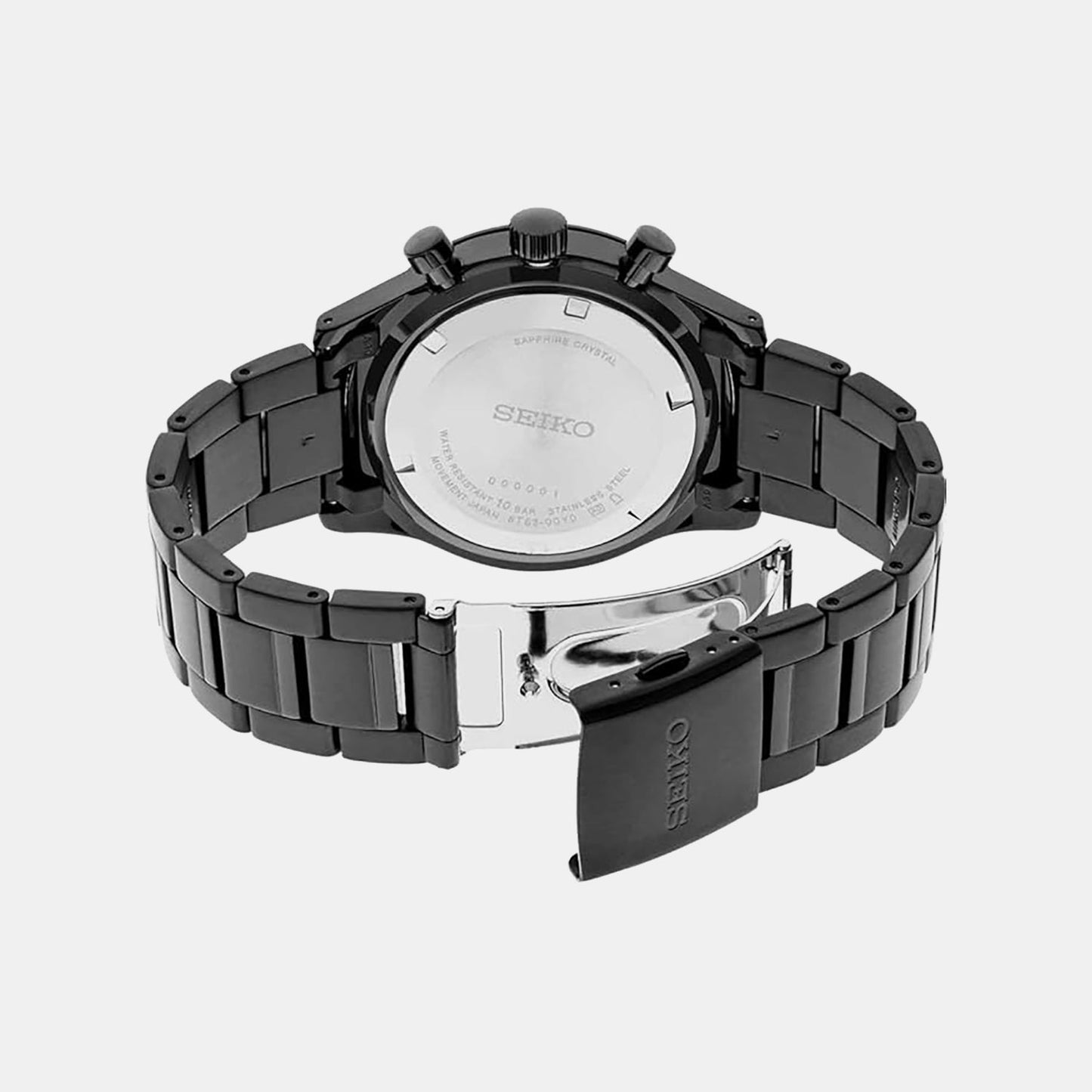 Dress Men Quartz Black Dial Chronograph Stainless Steel Watch SSB399P1