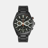 Dress Men Quartz Black Dial Chronograph Stainless Steel Watch SSB399P1