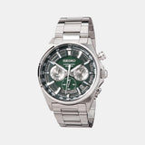 Dress Men Quartz Green Dial Chronograph Stainless Steel Watch SSB405P1
