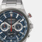 Dress Men Quartz Blue Dial Chronograph Stainless Steel Watch SSB407P1