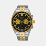 Dress Men Quartz Black Dial Chronograph Stainless Steel Watch SSB430P1