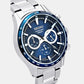 Dress Men Quartz Blue Dial Chronograph Stainless Steel Watch SSB445P1