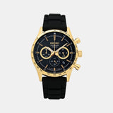 Dress Men Quartz Black Dial Chronograph Silicone Watch SSB446P1