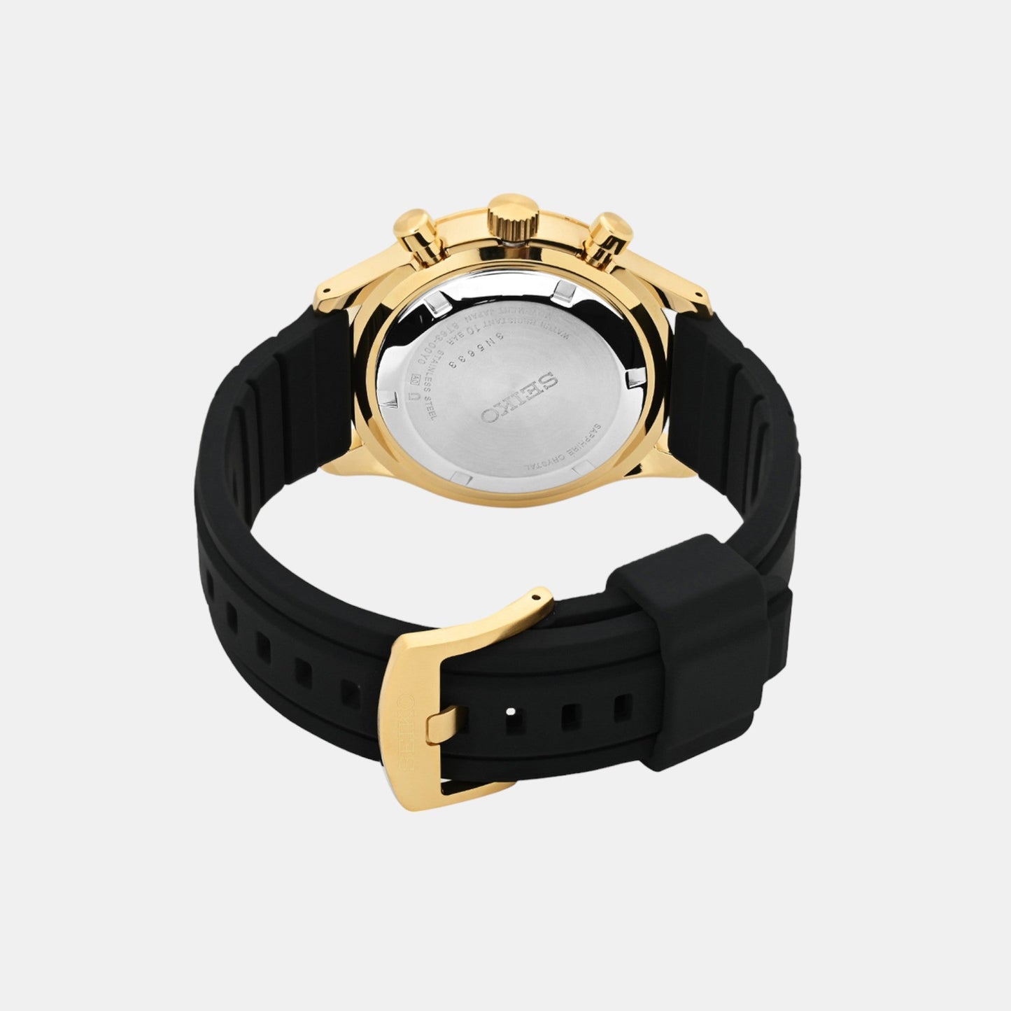 Dress Men Quartz Black Dial Chronograph Silicone Watch SSB446P1