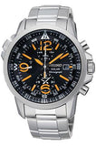 Seiko Solar Quartz Men Watches in Round case & Black Dial SSC077P1