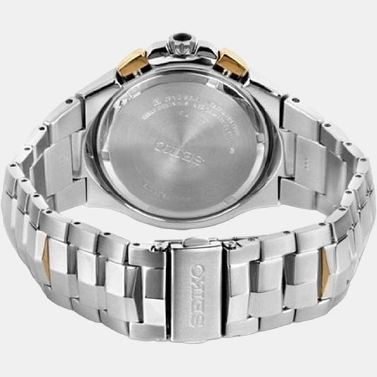 Coutura Men Solar Black Dial Chronograph Stainless Steel Watch SSC376P9