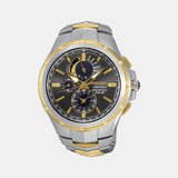 Coutura Men Solar Black Dial Chronograph Stainless Steel Watch SSC376P9