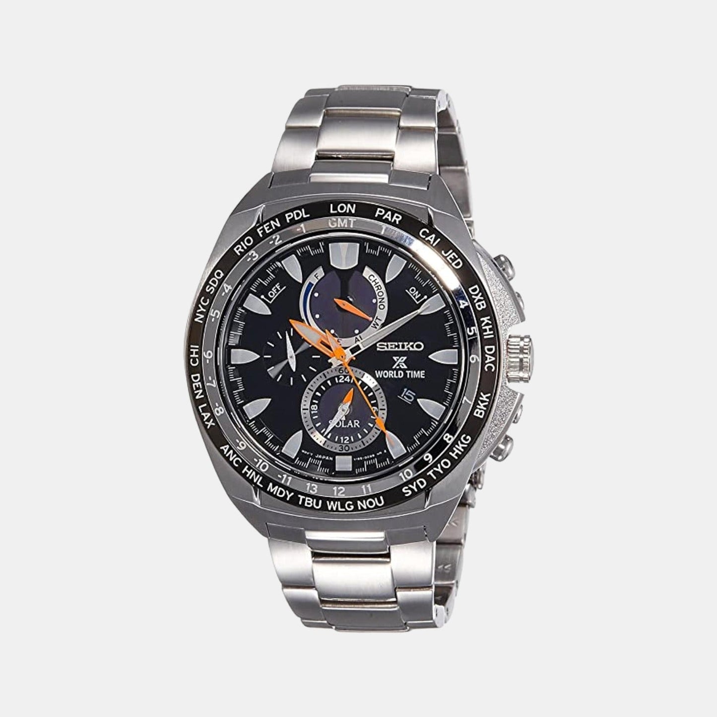 Prospex Men Solar Black Dial Chronograph Stainless Steel Watch SSC487P1