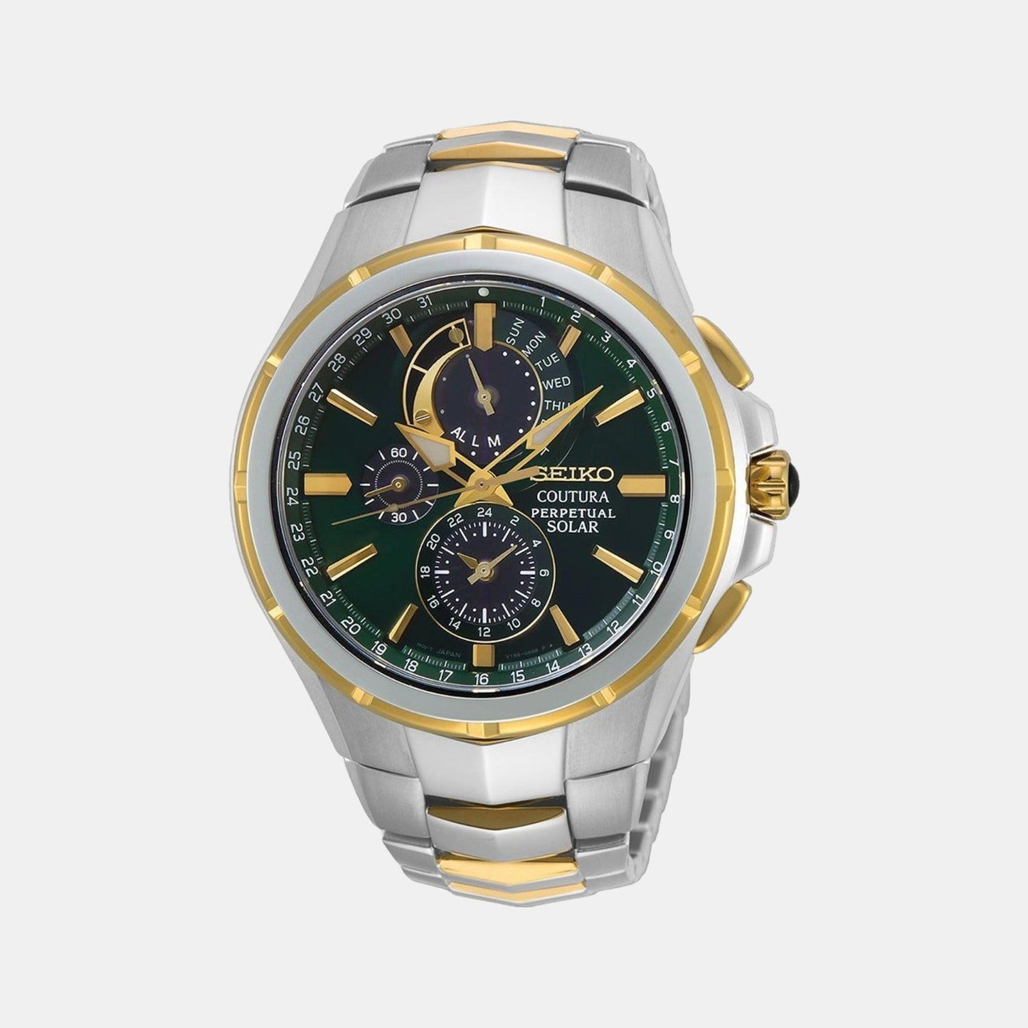 Coutura Men Solar Green Dial Chronograph Stainless Steel Watch SSC764P1
