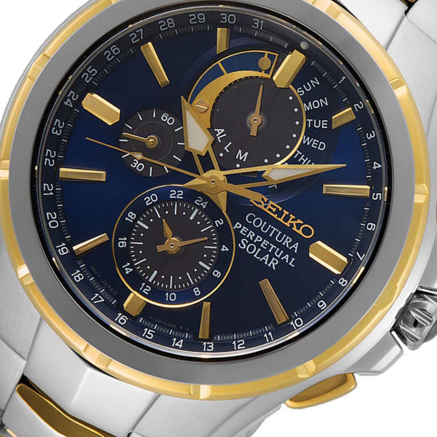 Coutura Men Solar Blue Dial Chronograph Stainless Steel Watch SSC798P1