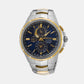 Coutura Men Solar Blue Dial Chronograph Stainless Steel Watch SSC798P1