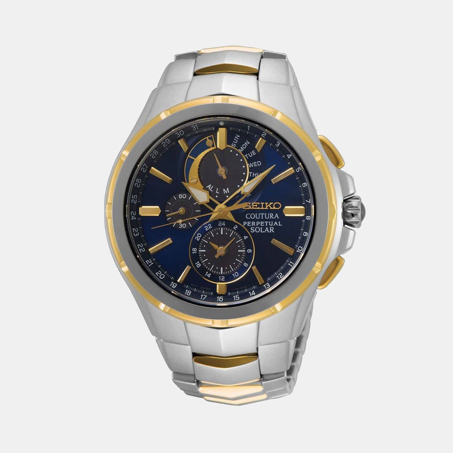 Coutura Men Solar Blue Dial Chronograph Stainless Steel Watch SSC798P1