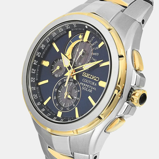 Coutura Men Solar Blue Dial Chronograph Stainless Steel Watch SSC798P1