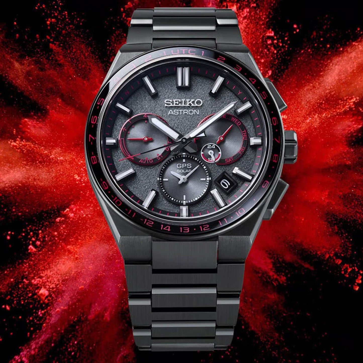 Astron Men 'Redshift' GPS Solar 5X Dual-Time Chronograph Limited Edition Watch SSH137J1