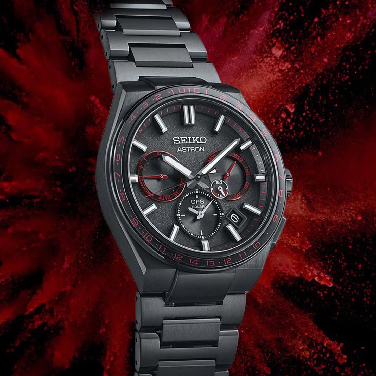 Astron Men 'Redshift' GPS Solar 5X Dual-Time Chronograph Limited Edition Watch SSH137J1