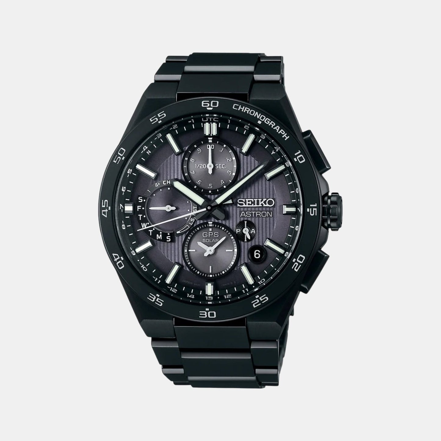 Astron Men Solar Blue Dial Chronograph Stainless Steel Watch SSH145J1