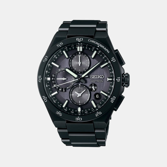 Astron Men Solar Blue Dial Chronograph Stainless Steel Watch SSH145J1