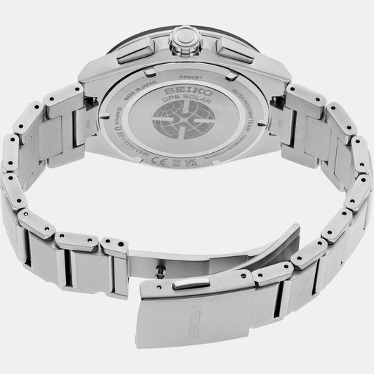 Astron Men Solar Silver Dial Chronograph Stainless Steel Watch SSH153J1
